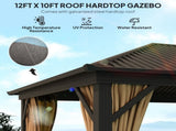 3.6 x 3 m Aluminium Hardtop Gazebo, with Accessories - Brown T3398P315896