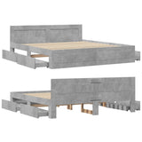 Bed Frame with Headboard without Mattress Concrete Grey 180x200 cm Super King 3295544