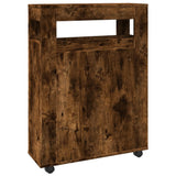 Narrow Bathroom Cabinet with Wheels Smoked Oak Engineered Wood 855272