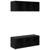 TV Cabinet Set 2 pcs Black Oak 37 x 37 x 107 cm Engineered Wood 3393574