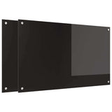 Kitchen Backsplash 2 pcs Black 100 x 60 cm Tempered Glass 3415553