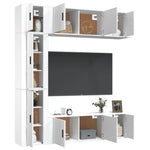 7 Piece TV Cabinet Set White Engineered Wood 3188646
