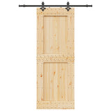 Sliding Door NARVIK Natural and Black 85 x 210 cm 3445325