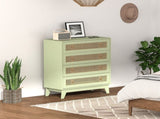 Chest of Drawers, 4-Drawer Storage Organiser Unit with Rattan Element for Bedroom, Living Room, T3398P378729