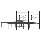 Metal Bed Frame without Mattress with Headboard Black 140x190cm 374339