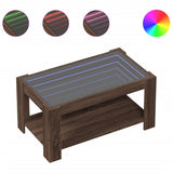 Coffee Table with LED Brown Oak 93x53x45 cm Engineered Wood 847559