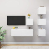 5 Piece TV Cabinet Set White Engineered Wood 3078722
