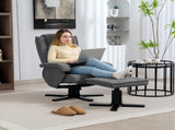 Rocker Swivel Recliner Chair with Footstool - Charcoal Grey Velvet T3398P341419