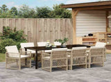 Garden Dining Set 9 pcs Beige Poly Rattan 3380636