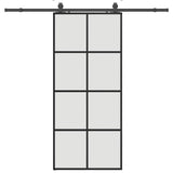 Sliding Door with Hardware Set Black 90x205 cm ESG Glass 3375945