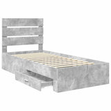 Bed Frame with Drawer Concrete Grey 90 x 200 cm Engineered Wood 3412015