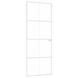 Interior Door White 76x201,5 cm Tempered Glass&Aluminium Slim 153670