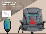 Massage Recliner Chair Heated Office Chair with Six Massage Points Velvet-Feel Fabric 360&deg Swivel T3398P328199