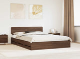 Bed Frame with Drawer Brown Oak 150 x 200 cm Engineered Wood 3412177