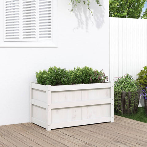 Garden Planter White 90x50x50 cm Solid Wood Pine 837461