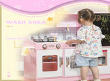 Pretend Play Kitchen, Kids Kitchen Playset w/ Toy Phone, Chalkboard, Microwave, Cooking Stove, Sink T3398P422353