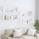 Wall Cube Shelf 4 pcs White 80x15x26.5 cm Engineered Wood 807107