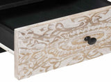 Bed cabinet with Drawer White 40 x 33 x 46 cm Solid Mango Wood 4018374