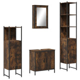 4 Piece Bathroom Furniture Set Smoked Oak Engineered Wood 3214832