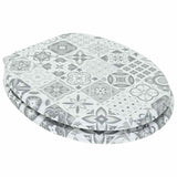 Soft-Close Toilet Seat Blue and White Porcelain 44 x 38 cm 42027183