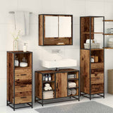 Bathroom Furniture Set with Door 4 pcs Old Wood Engineered Wood 3402336