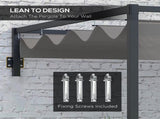 2 x 3 Lean To Steel Pergola, with Moving Fabric Canopy - Dark Grey T3398P314122