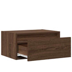 ZNTS Wall-mounted Bedside Cabinet with LED Lights Brown Oak 860223