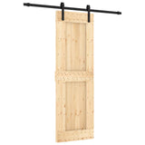 Sliding Door Natural and Black 70 x 210 cm Solid Pine Wood 3444900