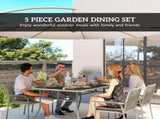 Five-Piece PE Rattan Garden Dining Set with Cushions & Stackable Chairs - Light Grey T3398P377534