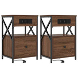 Bedside Cabinet 2 pcs Brown Oak 40 x 31 x 60 cm Engineered Wood 859499