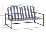 Steel Patio Garden Bench Loveseats for Outdoors Park Yard Slatted Design Grey T3398P322176