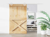 Sliding Door Natural and White 90 x 210 cm Solid Pine Wood 3445094