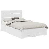 Bed Frame with Drawer White 135 x 190 cm Engineered Wood 3411980