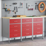 Work Cabinet with Drawer 3 pcs Red and Grey 150 x 55 x 85 cm 3321369