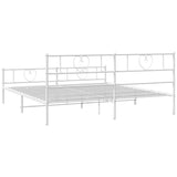 Metal Bed Frame without Mattress with Footboard White 180x200cm 355534