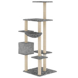 Cat Tree with Sisal Scratching Posts Light Grey 142 cm 171592