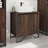 Bathroom Sink Cabinet Brown Oak 60x35x60 cm Engineered Wood 848658