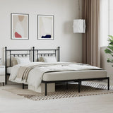 Metal Bed Frame without Mattress with Headboard Black 180x200cm 353541