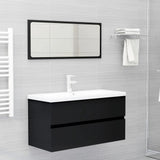 Sink Cabinet with Built-in Basin Black Engineered Wood 3071649