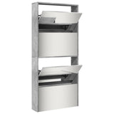 Shoe Cabinet with Mirror 4-Layer Concrete Grey 63x17x134 cm 3228275
