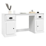 Desk with Cabinet White Engineered Wood 3185327