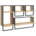 ZNTS 4 Piece Wall Shelf Set with Bars Sonoma Oak Engineered Wood 836309