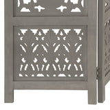 Hand Carved 5-Panel Room Divider Grey 200x165 cm Solid Mango Wood 285333