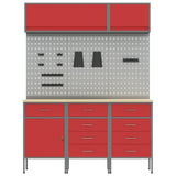 Work Cabinet Set with Drawer with Storage Manual 8 pcs Red 3321451