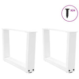 ZNTS Dining Table Legs V-Shape 2 pcs White 50x cm Steel 4012609