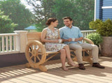Fir Wood 2-Seater Outdoor Garden Wagon Wheel Bench, Natural Wood Finish T3398P554164