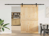Sliding Door NARVIK Natural and Black 95 x 210 cm 3445297