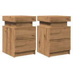 ZNTS Bedside Cabinets with LED 2 pcs Artisian Oak 35x39x55 cm Engineered Wood 857657