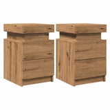 ZNTS Bedside Cabinets with LED 2 pcs Artisian Oak 35x39x55 cm Engineered Wood 857657