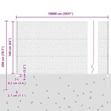 ZNTS Fence Posts 22 pcs U-Channel Grey 160 cm Steel, Hexagon Fence Grey 1.6x100 m Steel 3336945